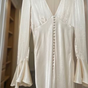 Shona Joy Frill Cuff Bias Midi Dress in Cream Aus 10/US 6